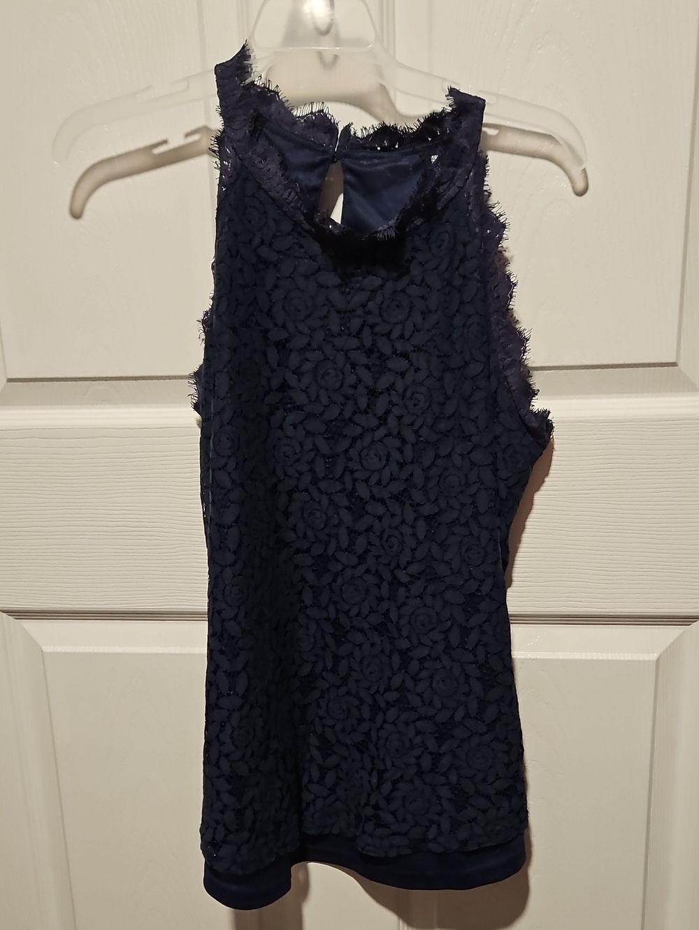 Sleeveless Navy Lace Halter Top